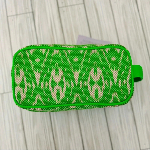 NWT | Stephanie Johnson | Make-Up Toiletry Travel Bag Green Ikat Print - Picture 4 of 4